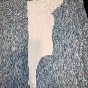 white off the shoulders top .